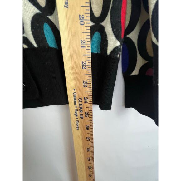 Trina Turk Women's XS Black/White 100% Merino Wool Button Front Cardigan - Picture 5 of 7